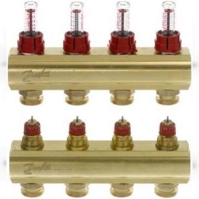 Коллектор теплого пола Danfoss FHF-4F c ротаметрами (088U0524)