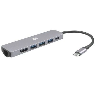 Адаптер 2Е USB-C Slim Alluminum Multi-Port 6in1 (2EW-2684)