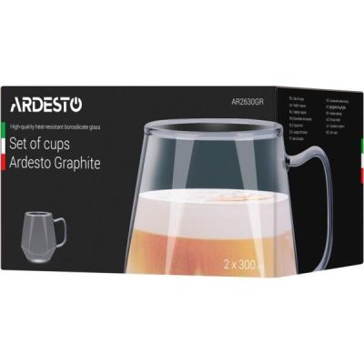 Набор чашек Ardesto Graphite, 300 мл, 2шт (AR2630GR)