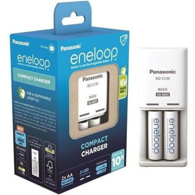 Зарядное устройство Compact Charger + Аккумулятор Eneloop NI-MH AA 2000 мАч, 2 шт. (K-KJ50MCD20E)