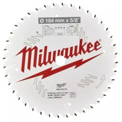 Пильний диск Milwaukee PFTE 184х5/8"х2.1мм 40 зубів (4932471379)