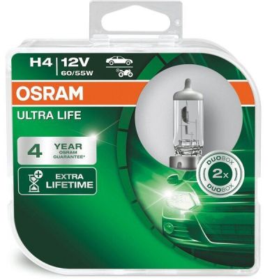 Лампа Osram галогеновая 12V H4 60/55W P43T Ultra Life, Duobox (2шт) (OS_64193_ULT-HCB)