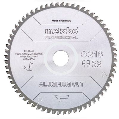 Пильний диск Metabo Aluminium cut HW/CT 216х2.2/1.8x30, Z58 FZ/TZ 5 град. (628443000)