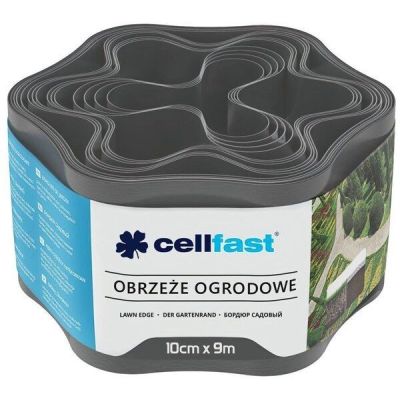 Лента газонная Cellfast, бордюрная, волнистая, 10см x 9м, графит (30-051)