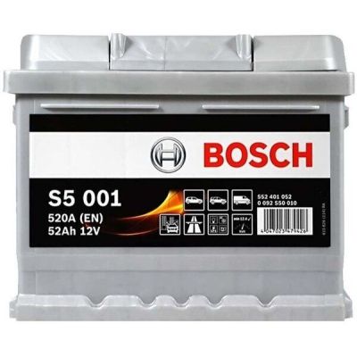 Автомобильный аккумулятор Bosch 52Ah-12v (S5001), R+, EN520 (5237437161) (0092S50010)