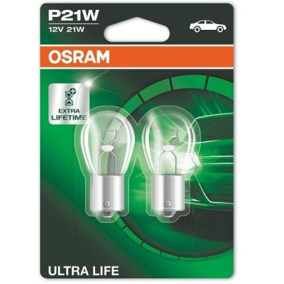 Лампа Osram накаливания 12V P21W 21W Ba15S Ultra Life (2шт) (OS_7506_ULT-02B)
