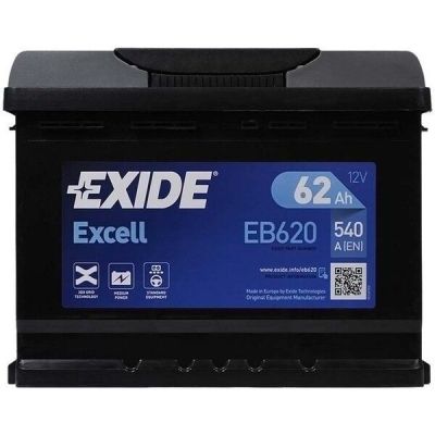 Автомобильный аккумулятор Exide 62Ah-12v ExcelL+, R+, EN540 (5237607311) (EB620)
