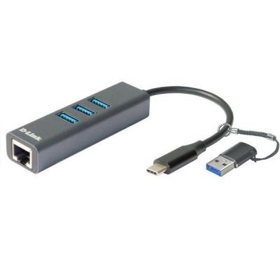 Сетевой адаптер D-Link DUB-2332 1xGE, 3xUSB-C, USB-C с адаптером USB-C/USB-A (DUB-2332)