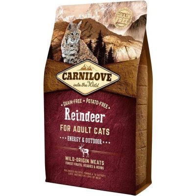 Сухой корм для взрослых активных кошек Carnilove Raindeer Energy & Outdoor 2 кг