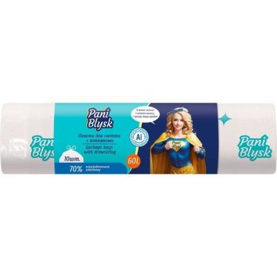 Пакеты для мусора Pani Blysk с затяжкой 60л*10шт
