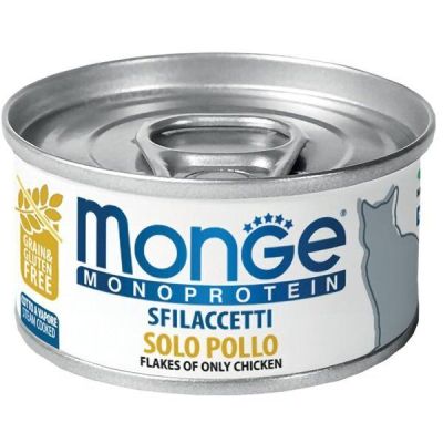 Влажный корм для кошек Monge Cat Monoprotein мясные хлопья курица, 80 г