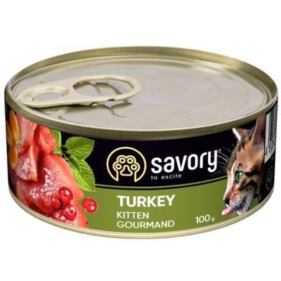 Влажный корм для котят Savory Cat Can Kitten индейка 100г