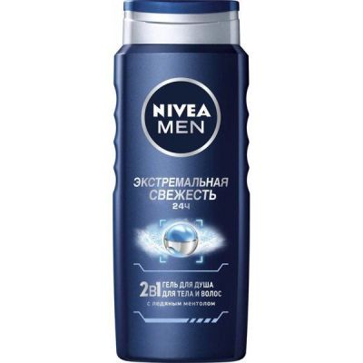 Гель для душа Nivea Men Экстремальная свежесть 2в1 Для тела и волос с ментолом 500мл