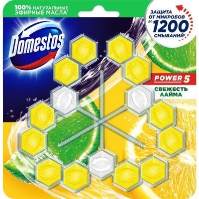 Блок для очистки унитаза Domestos Power 5 Свежесть лайма 3*55г