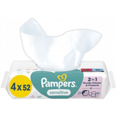 Салфетки влажные детские Pampers Sensitive 4*52шт