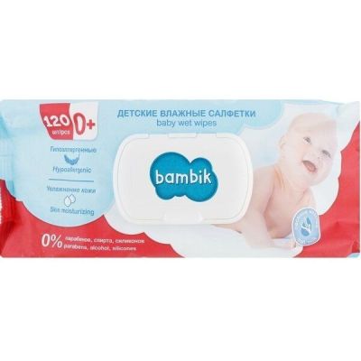Салфетки влажные детские с первых дней жизни Bambik с овсяным молочком 120шт