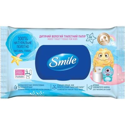 Туалетная бумага влажная Smile детская 44шт