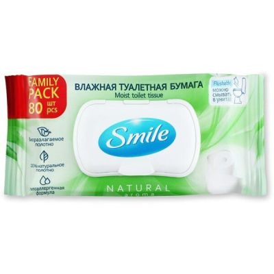 Туалетная бумага влажная Smile Family 80шт