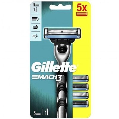 Бритва Gillette Mach 3 с 5 сменными картриджами.