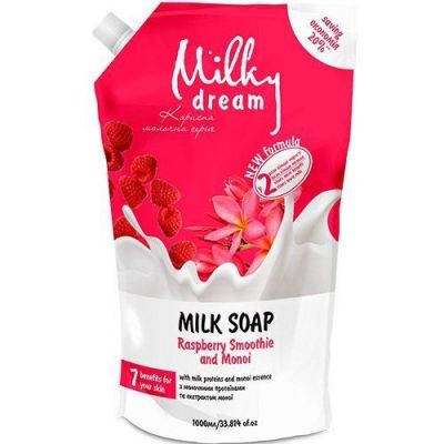 Крем-мыло жидкое Milky Dream Малиновый смузи и моной дойпак 1л