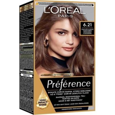 Устойчивая гель-краска для волос L'Oreal Paris Recital Preference 6.21 Перламутровый светло-каштановый