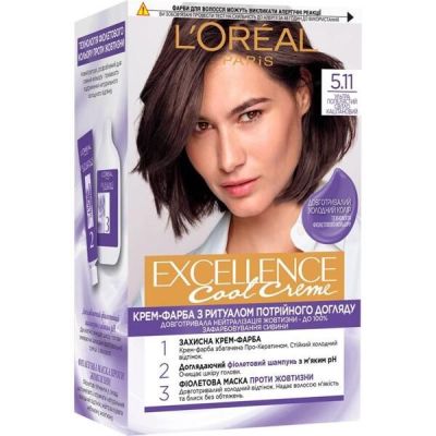 Устойчивая краска для волос L'Oreal Paris Excellence Cool Creme 5.11 Ультрапепельный светло-каштановый