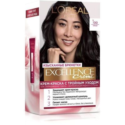 Стойкая крем-краска для волос L'Oreal Paris Excellence Creme 1.00 Черный