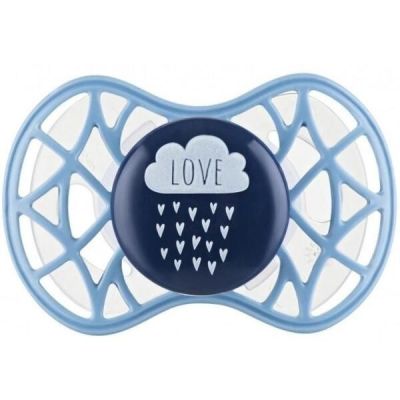 Пустышка симметрическая Nuvita NV7085 Air55 Cool 6m+ "LOVE" голубо-синяя (NV7085CB)