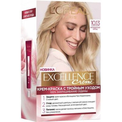 Устойчивая крем-краска для волос L'Oreal Paris Excellence Creme 10.13 Легендарный блонд