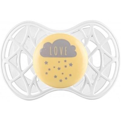 Пустышка симметрическая Nuvita NV7085 Air55 Cool 6m+ "LOVE" желто-серая (NV7085SC)