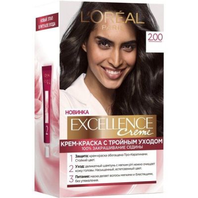 Устойчивая крем-краска для волос L'Oreal Paris Excellence Creme 2.00 Темно-коричневый