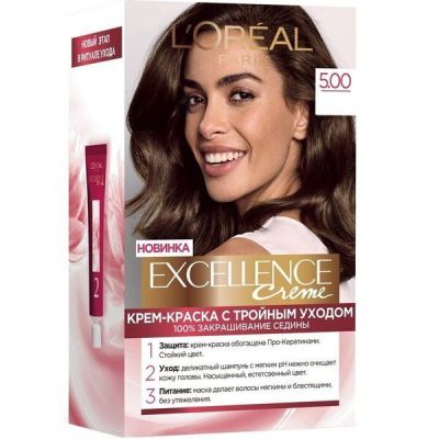 Крем-краска для волос стойкая L'Oreal Paris Excellence Creme 5.00 Светло-каштановый