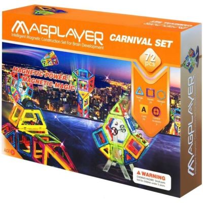 Конструктор Magplayer магнитный набор 72 эл. MPA-72