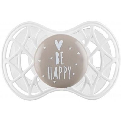 Пустышка симметрическая Nuvita NV7085 Air55 Cool 6m+ "BE HAPPY" жемчужно-серая (NV7085PG)