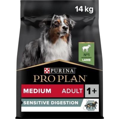 Сухой корм для собак с чувствительным пищеварением Purina Pro Plan Medium Sensitive ягненок, 14 кг