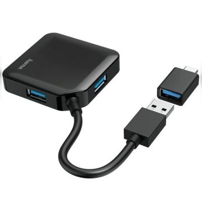 USB-хаб НАМА 4 Ports USB 3.2, USB-C Adapter Black (00200116)