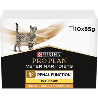 Влажный корм для кошек с болезнями почек Purina Pro Plan Veterinary Diets NF Renal Function Early Care с курицей 10x85 г