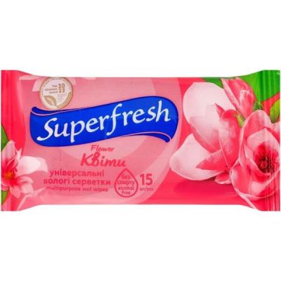 Салфетки влажные Superfresh Flower 15шт