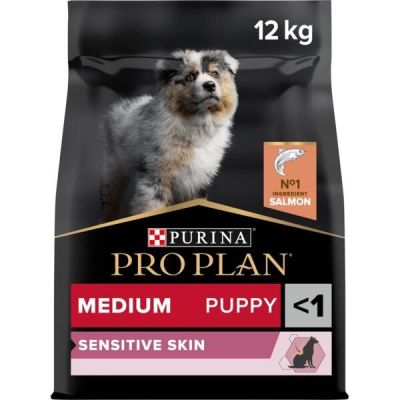 Сухой корм для щенков средних пород Purina Pro Plan Dog Medium Puppy OptiDerma с лососем и рисом, 12 кг