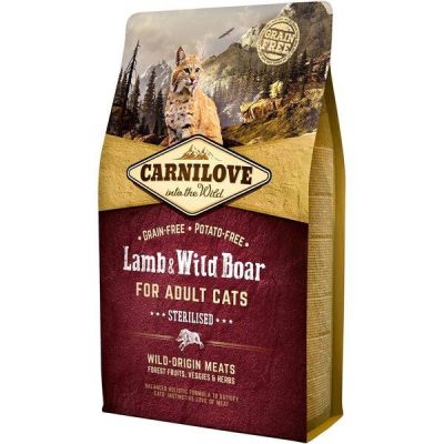 Сухой корм для взрослых стерилизованных кошек Carnilove Lamb & Wild Boar Sterilised 2 кг