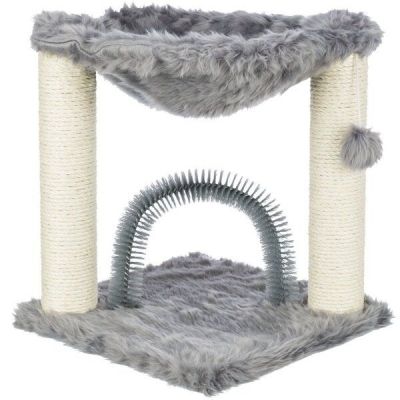 Когтеточка для кошек Trixie Дерево Baza со щеткой сизаль/плюш серый, 41*41*50 см