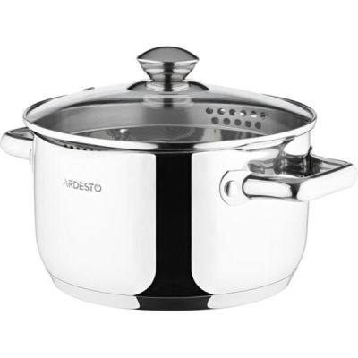 Кастрюля Ardesto Gemini Lecco с носиком для слива, 3.6 л, нержавеющая сталь (AR2836CS)