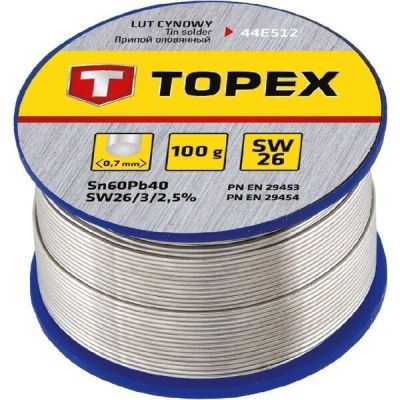 Припiй оловянный TOPEX 60% Sn, проволока 1.5 мм, 100 г 44E532