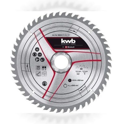 Диск пильный TCT KWB для торцевой пилы Einhell, 216х30 мм, 48 зубьев