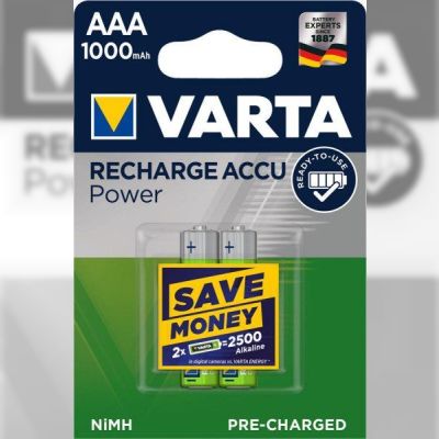 Аккумулятор VARTA NI-MH Power AAA 1000 мАч, 2 шт. (5703301402)