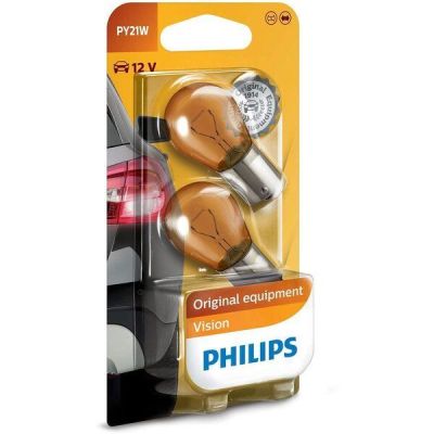 Лампа Philips накаливания 12V Py21W 21W Bau15S Amber, оранжевая (2шт) (PS_12496_NA_B2)