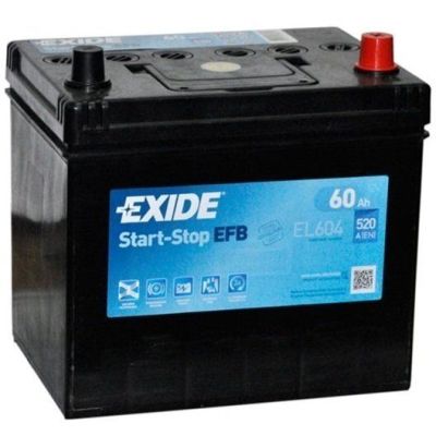 Автомобильный аккумулятор Exide 60Ah-12v START-STOP EFB, R+, EN520 Азия (52371052118) (EL604)