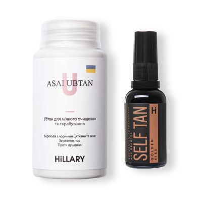 Сироватка-автозасмага для обличчя + Убтан для м'якого скрабування ASAI