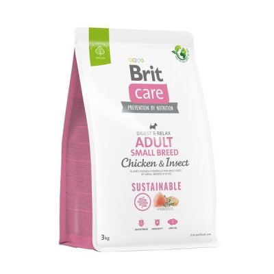 Корм для собак малых пород Brit Care Dog Sustainable Adult Small Breed с курицей и насекомыми 3кг