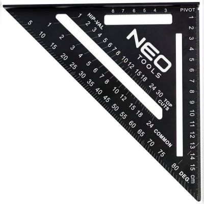 Угольник Neo Tools, 15 см, 18.3x18.3x2.2 см, 45 и 90°